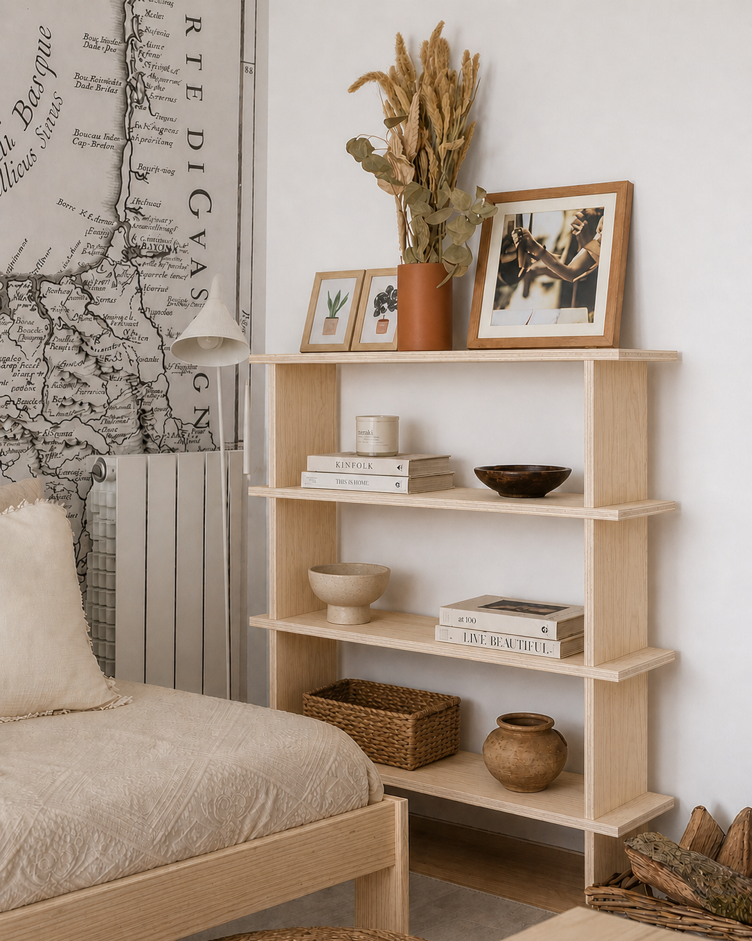 Estantería de Madera Japandi – Repisa Minimalista de Tres Niveles - Línea 01
