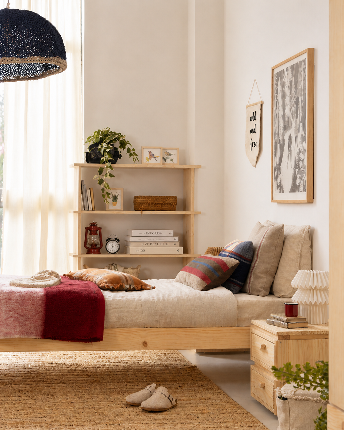 Estantería de Madera Japandi – Repisa Minimalista de Tres Niveles - Línea 01
