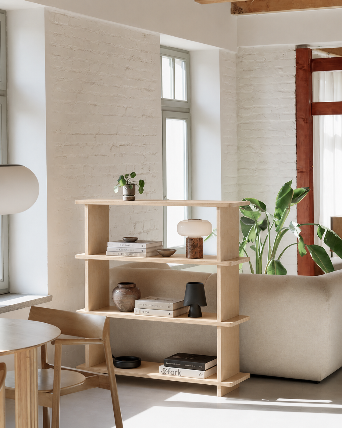 Estantería de Madera Japandi – Repisa Minimalista de Tres Niveles - Línea 01