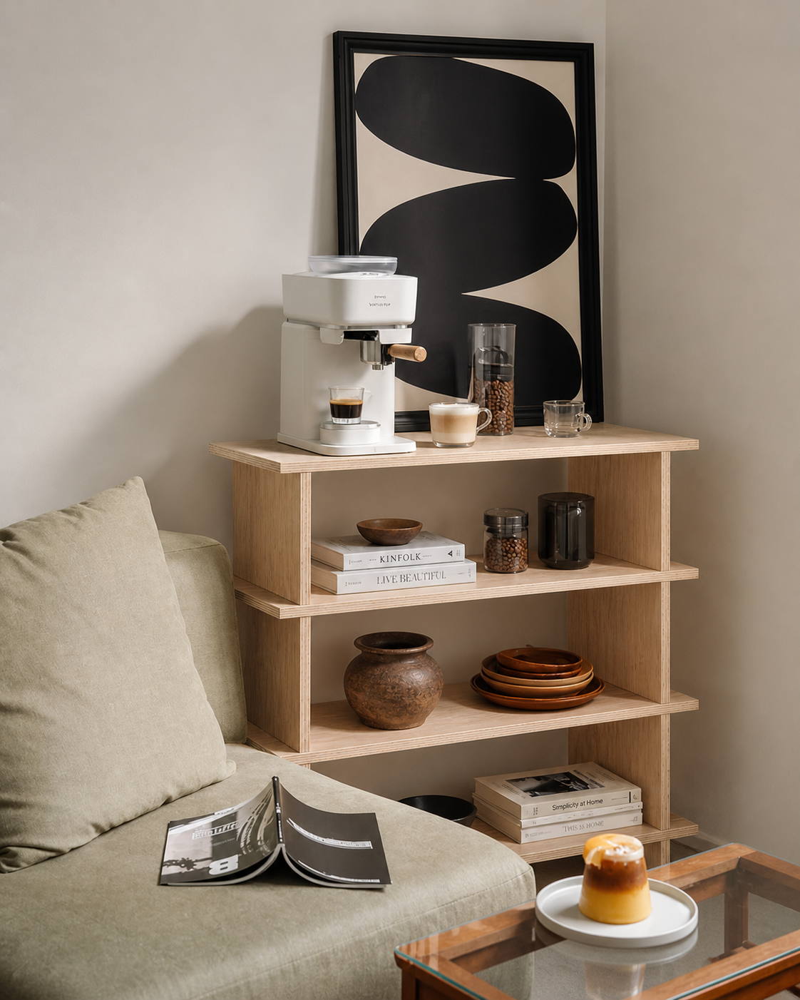 Estantería de Madera Japandi – Repisa Minimalista de Tres Niveles - Línea 01