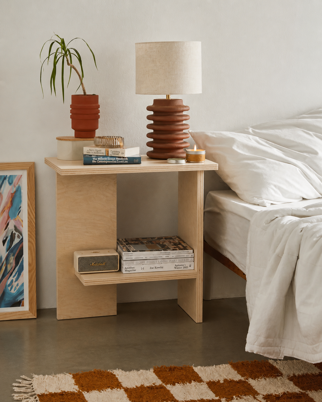 Velador de Madera Japandi – Mesa de Noche Minimalista - Línea 01