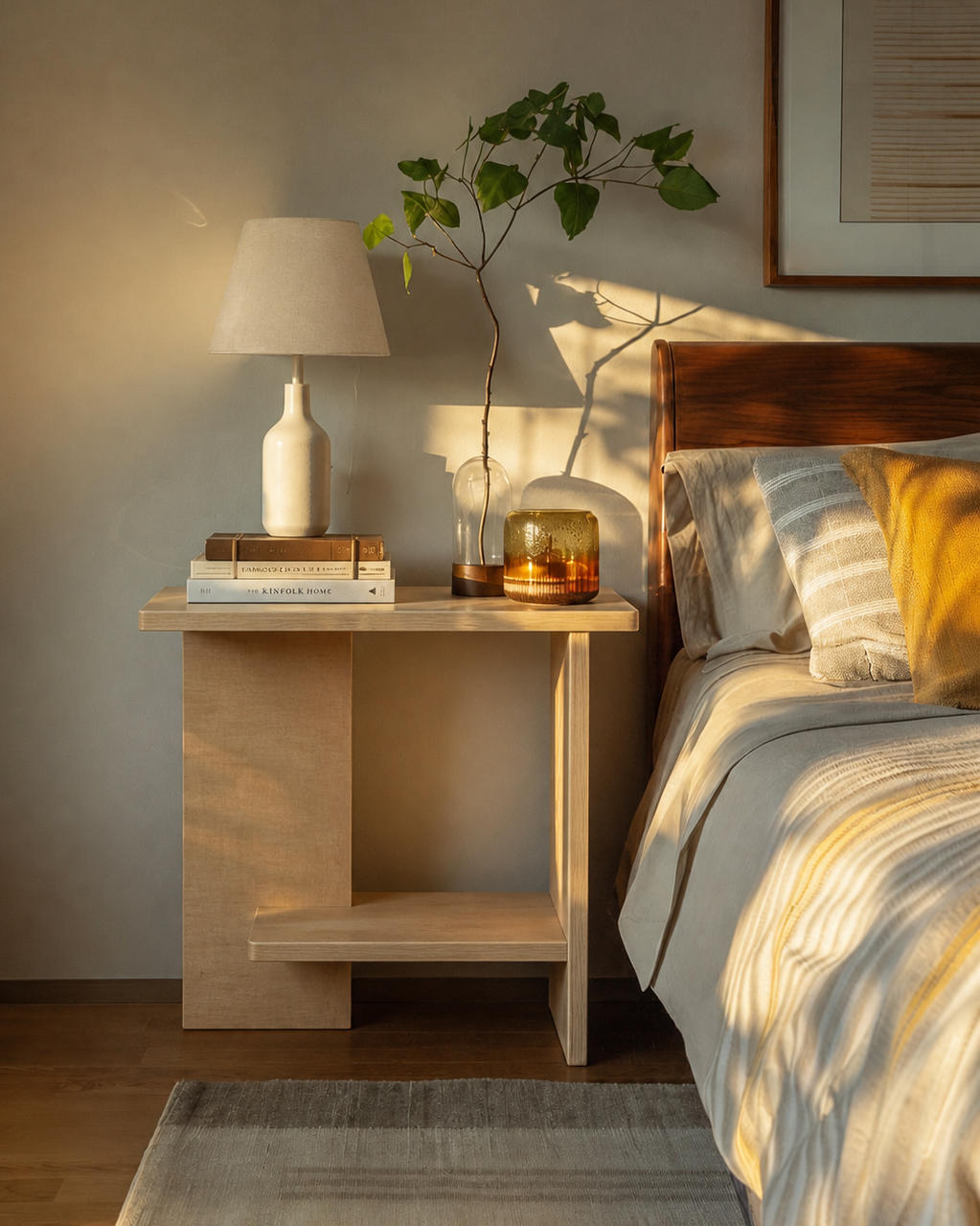 Velador de Madera Japandi – Mesa de Noche Minimalista - Línea 01