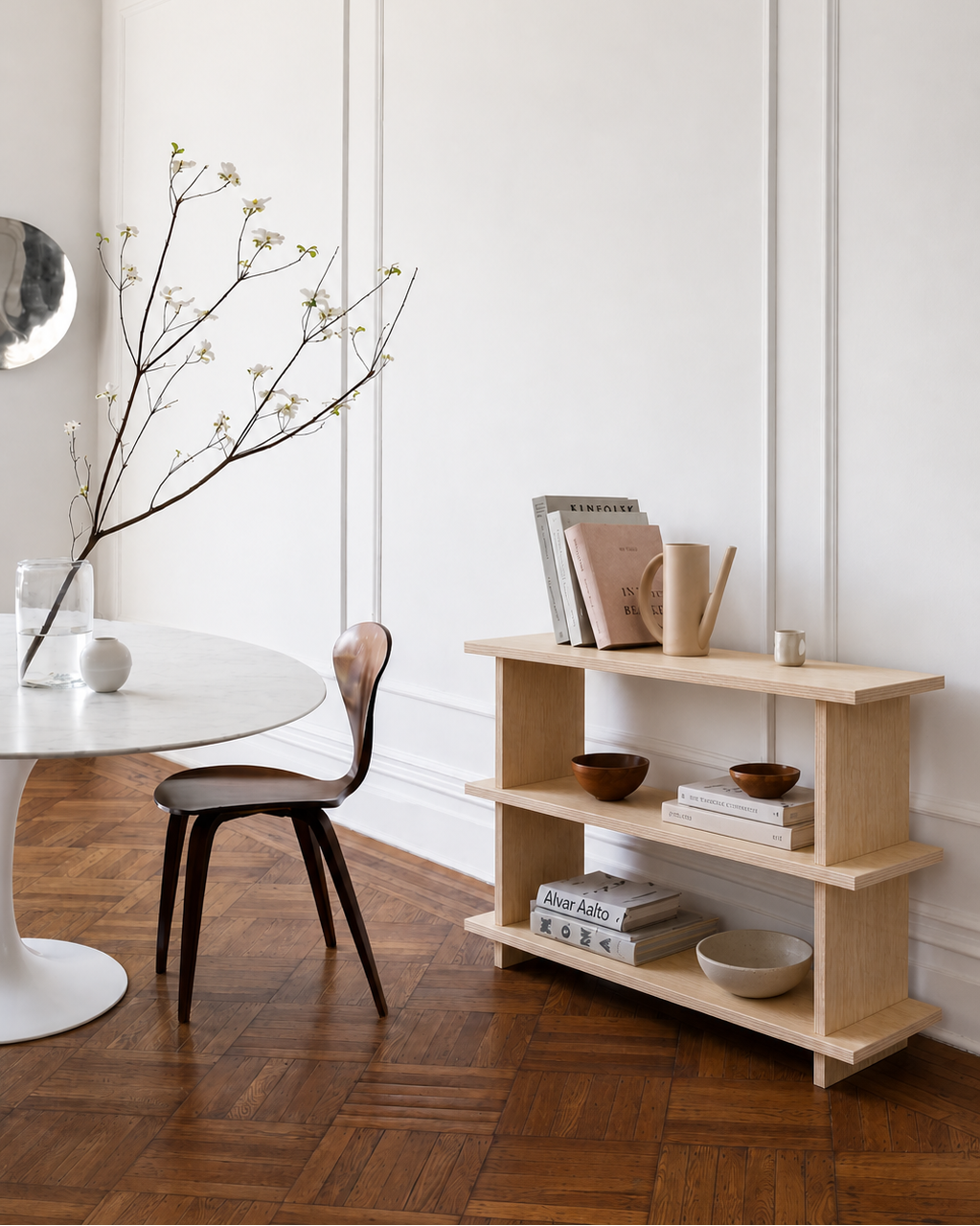 Estantería de Madera Japandi – Repisa Minimalista de Dos Niveles - Línea 01