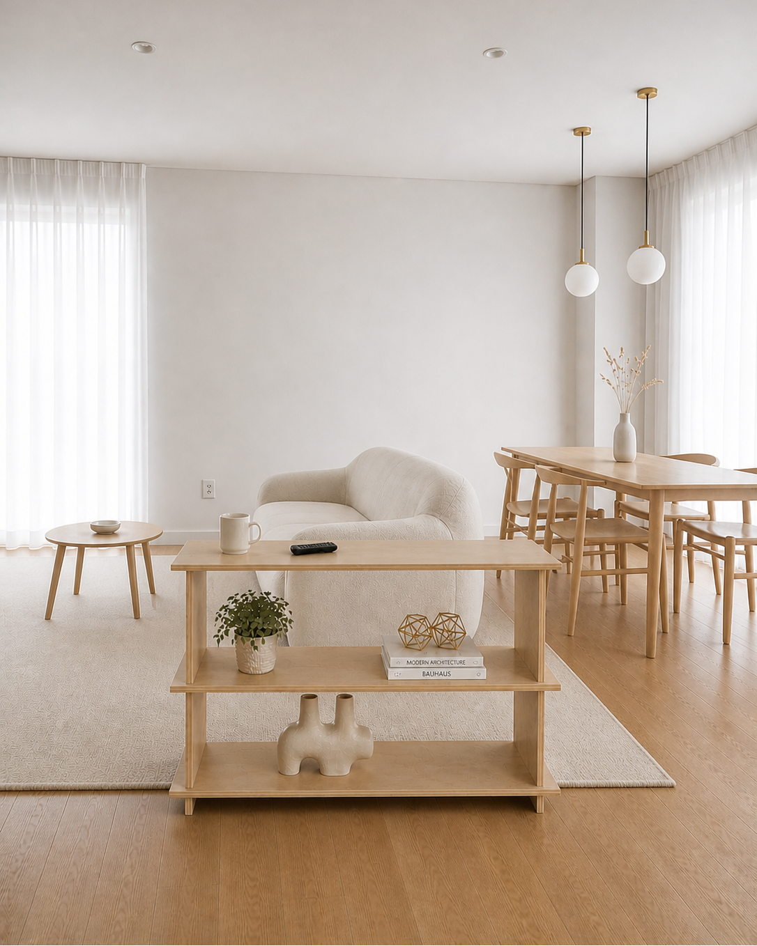 Estantería de Madera Japandi – Repisa Minimalista de Dos Niveles - Línea 01