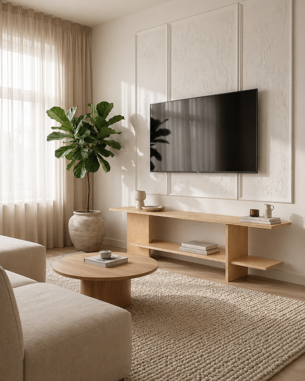 Rack de TV de Madera Japandi – Mueble Minimalista para Living - Linea 01