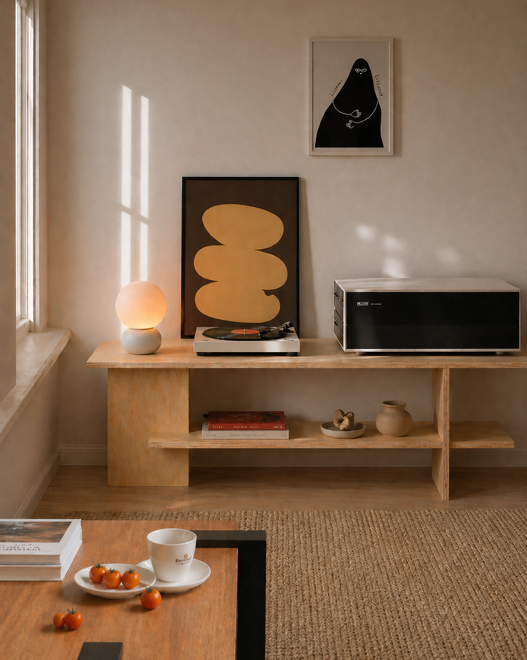 Rack de TV de Madera Japandi – Mueble Minimalista para Living - Linea 01