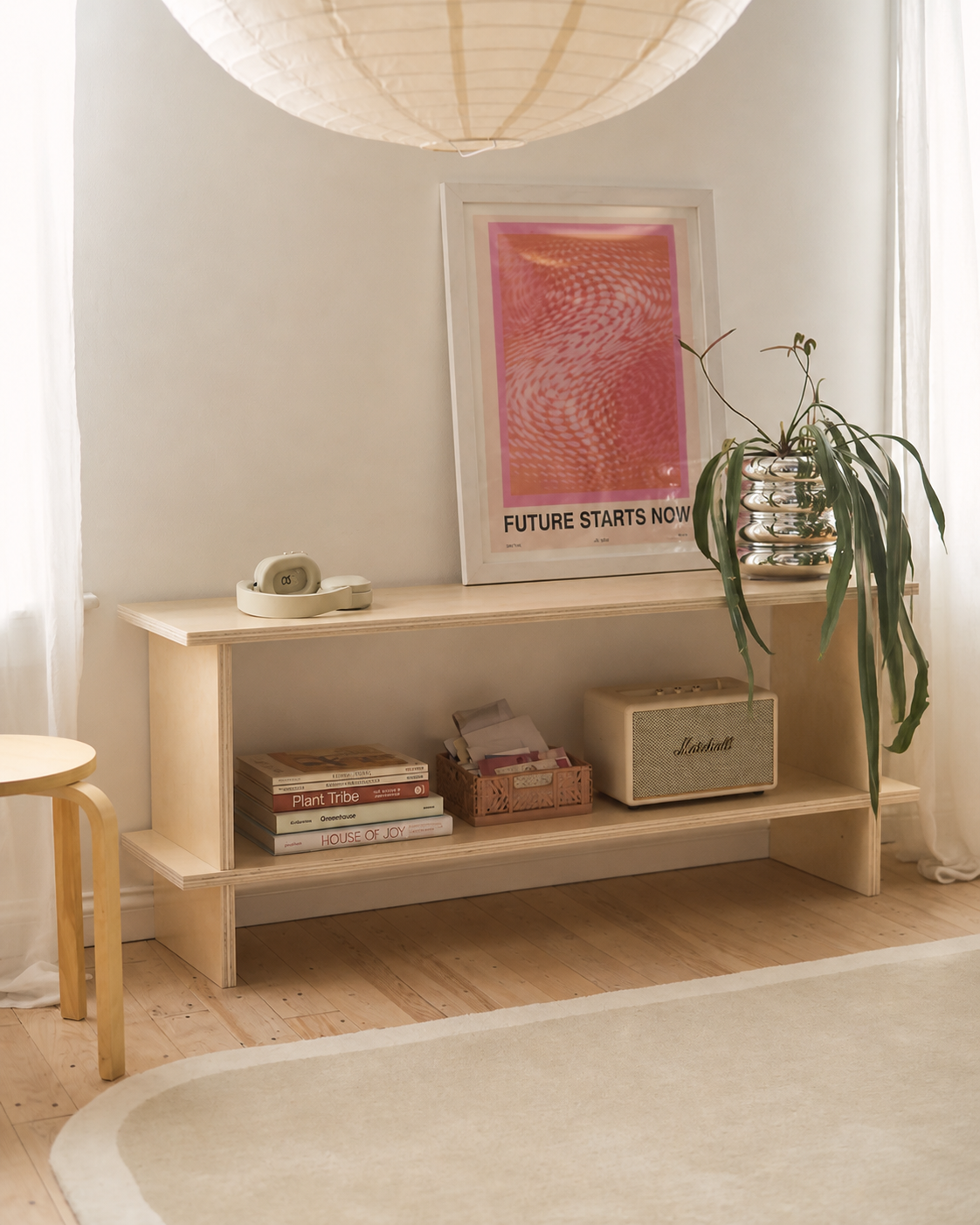 Consola Baja de Madera Japandi – Estantería Minimalista Multifuncional - Línea 1