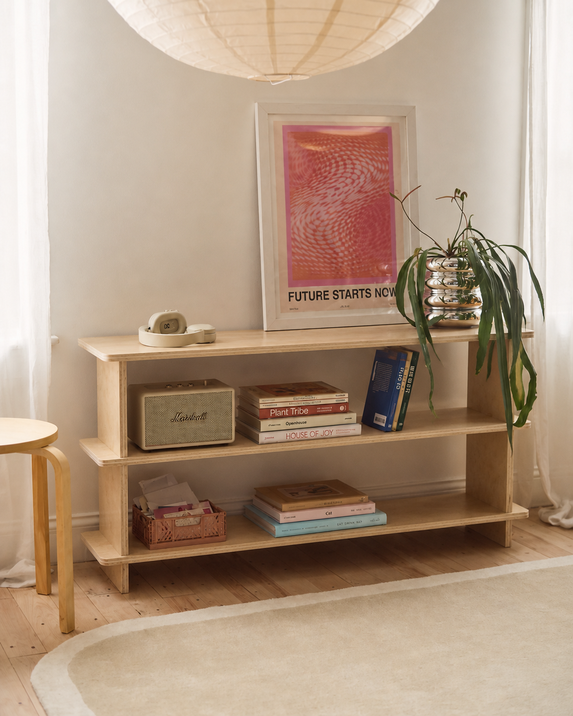 Estantería de Madera Japandi – Repisa Minimalista de Dos Niveles - Línea 01