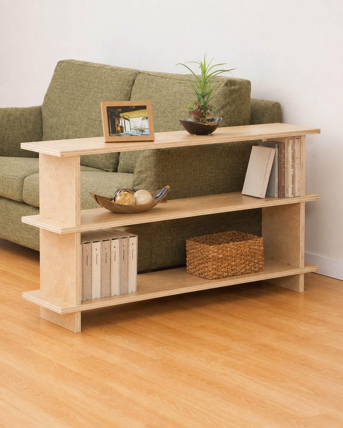 Estantería de Madera Japandi – Repisa Minimalista de Dos Niveles - Línea 01
