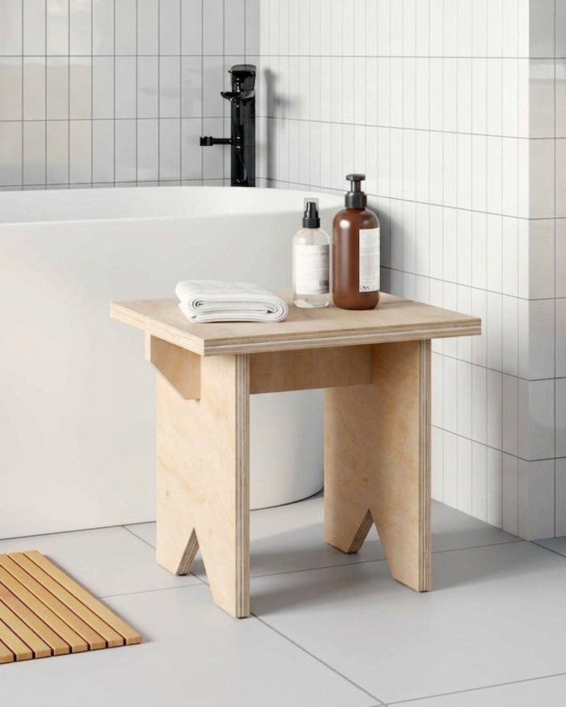 Taburete de Madera Japandi – Piso Minimalista Multifuncional - Línea 01