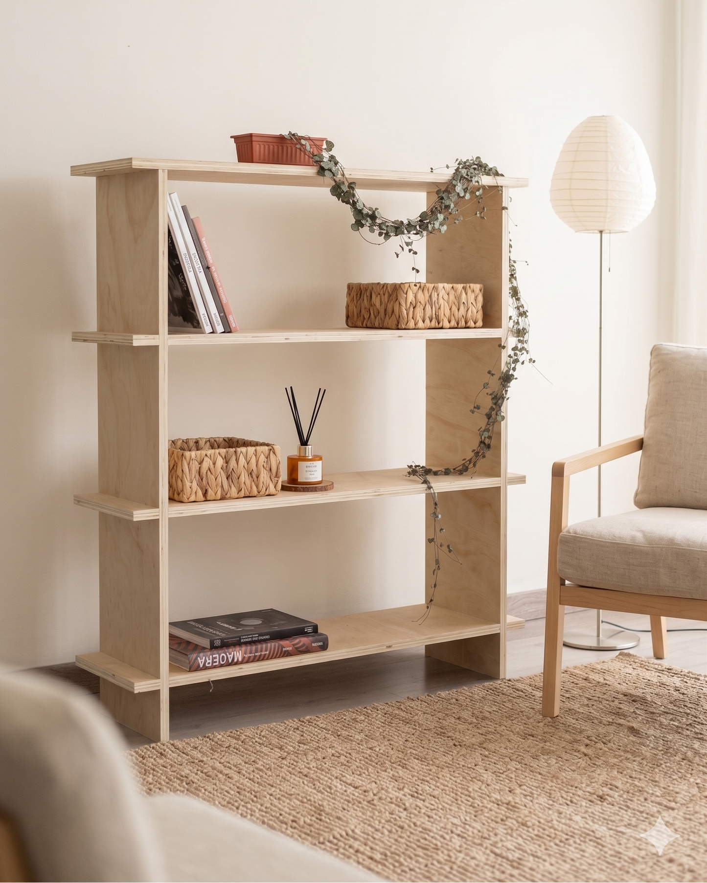 Estantería de Madera Japandi – Repisa Minimalista de Tres Niveles - Línea 01