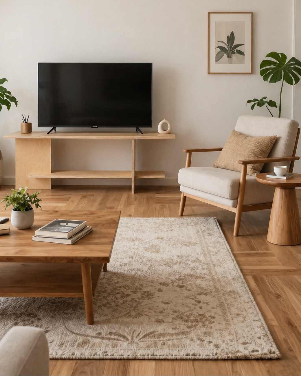 Rack de TV de Madera Japandi – Mueble Minimalista para Living - Linea 01