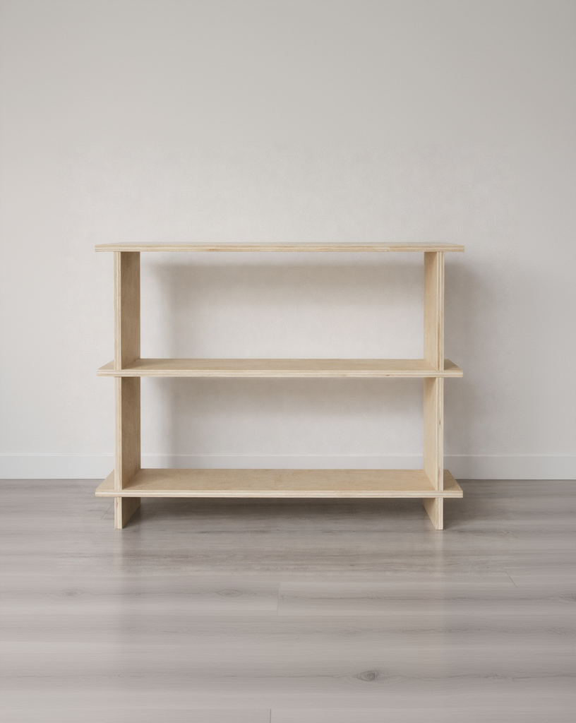 Estantería de Madera Japandi – Repisa Minimalista de Dos Niveles - Línea 01