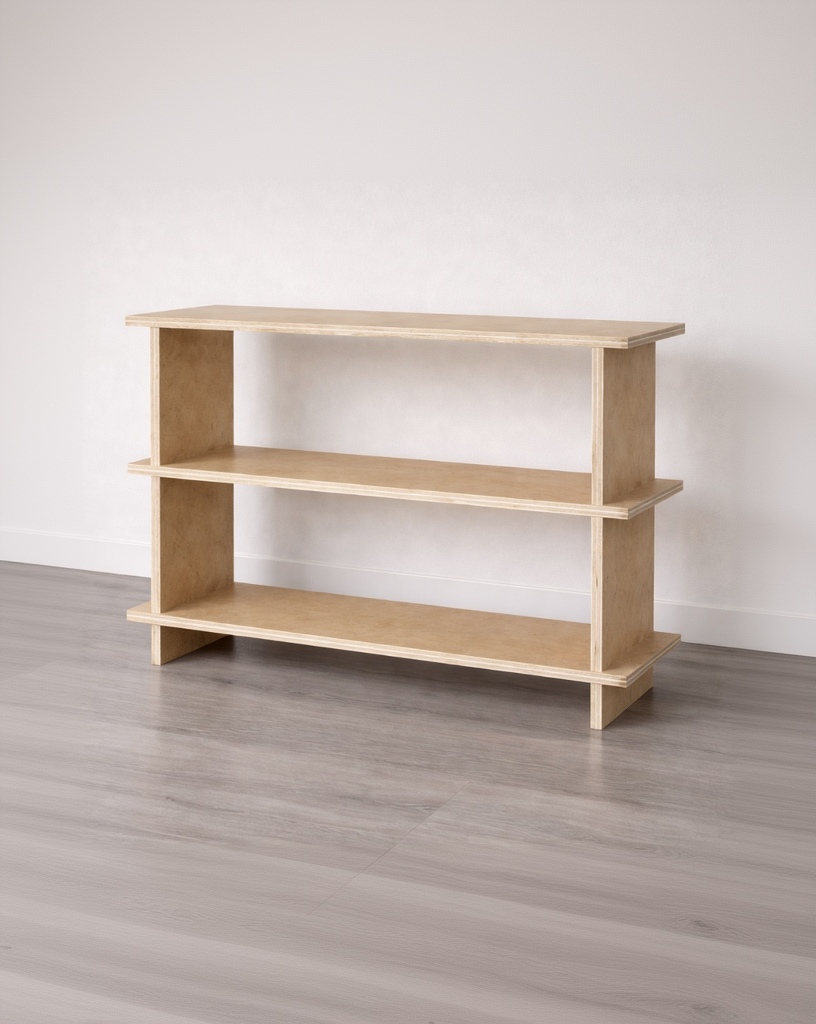 Estantería de Madera Japandi – Repisa Minimalista de Dos Niveles - Línea 01