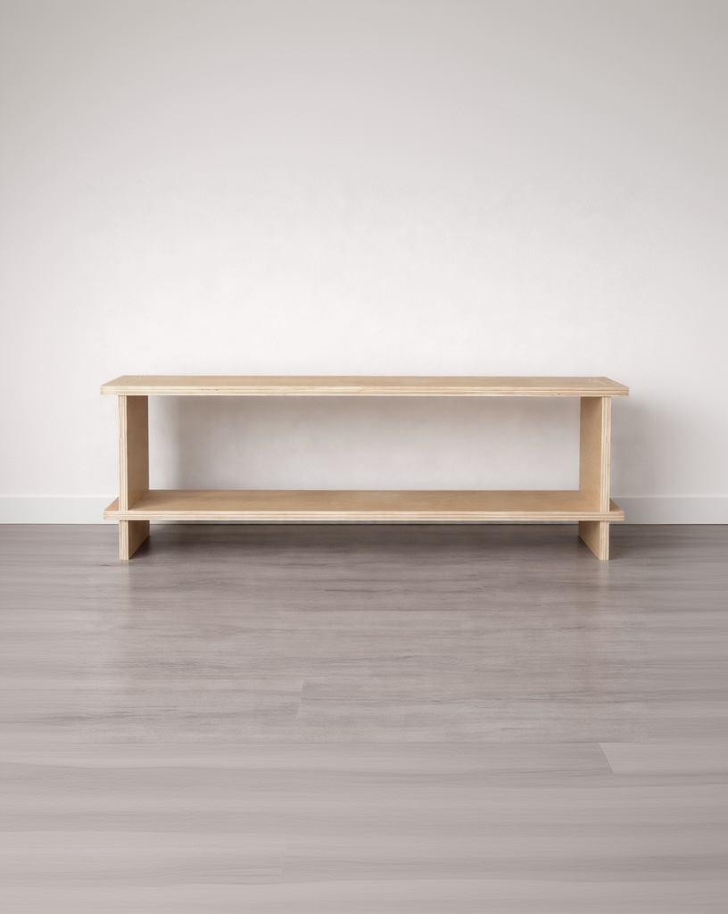 Consola Baja de Madera Japandi – Estantería Minimalista Multifuncional - Línea 1